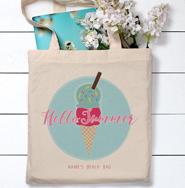 Summer Vibes Ice Cream Personalised Tote Bag