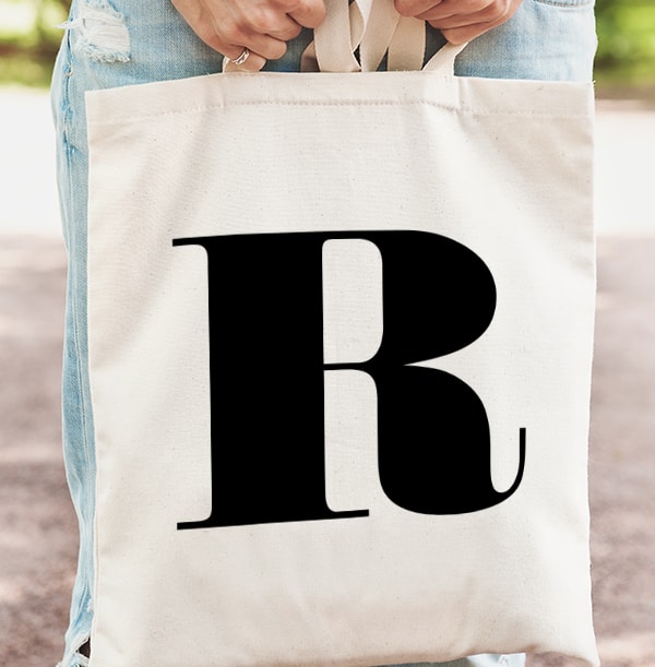 Black Initial Personalised Tote Bag