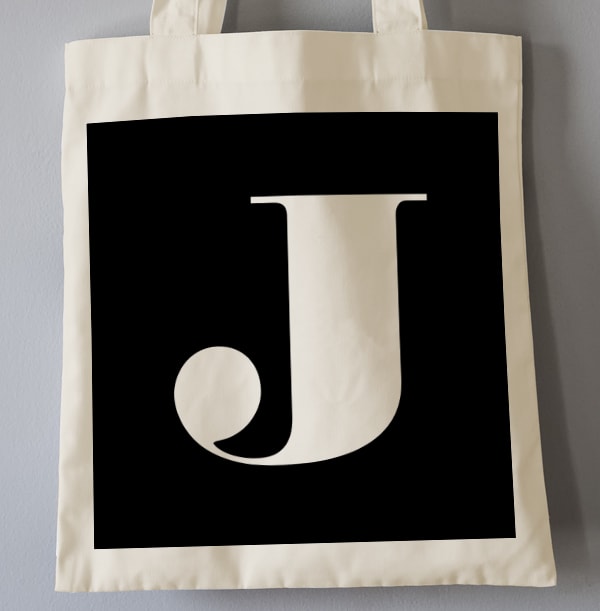 White Initial Personalised Tote Bag