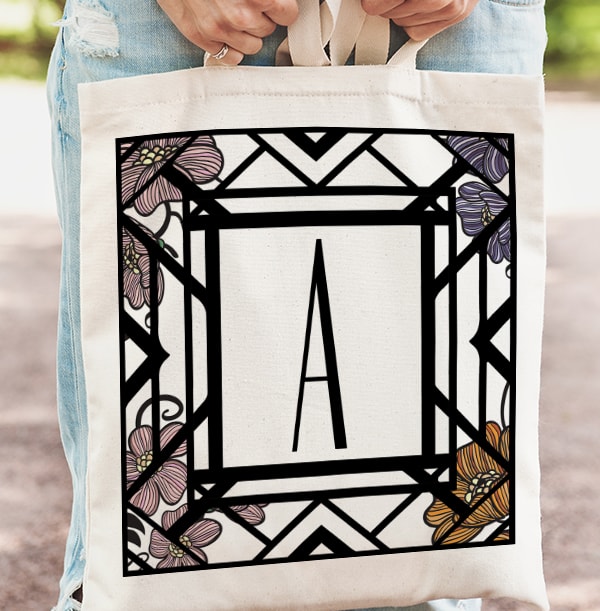 Retro Chic Initial Personalised Tote Bag