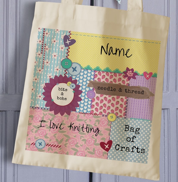 Knitting Personalised Tote Bag