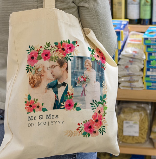 Neon Blush Mr & Mrs Photo Tote Bag