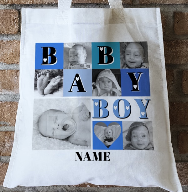 Baby Boy Multi Photo Collage Tote Bag