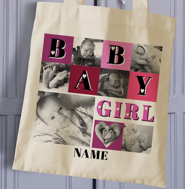 Baby Girl Photo Collage Tote Bag