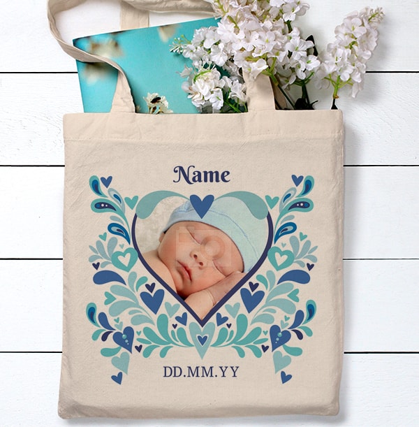 Baby Boy Heart Photo Tote Bag