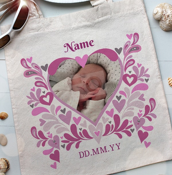 Baby Girl Heart Photo Tote Bag