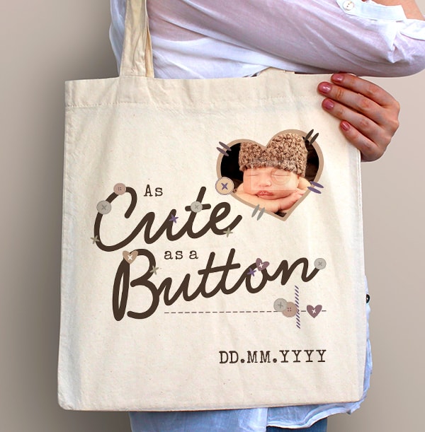 Cute as a Button Baby Photo Tote Bag