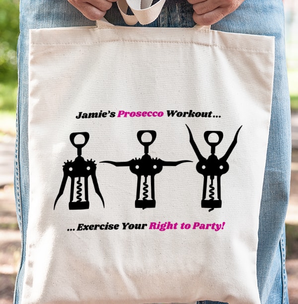 Prosecco Workout Personalised Tote Bag