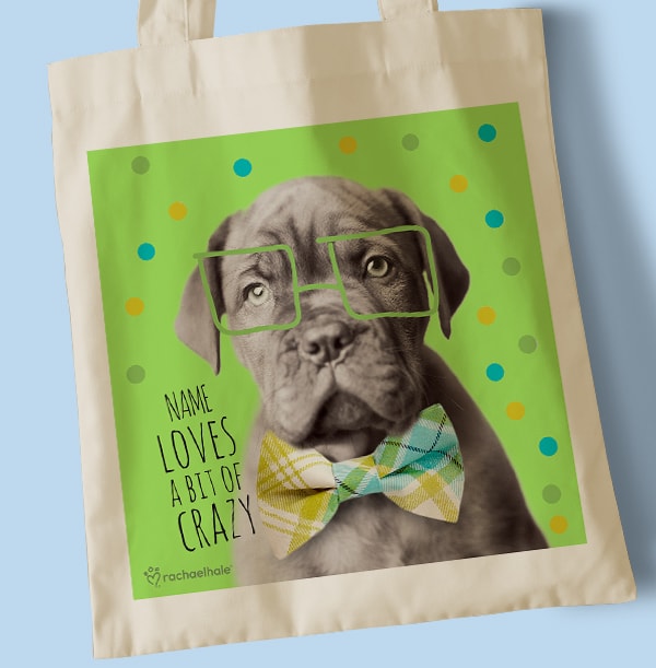 Pup Wearing Glasses Personalised Tote Bag