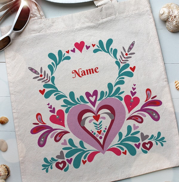 Folklore Heart Personalised Tote Bag