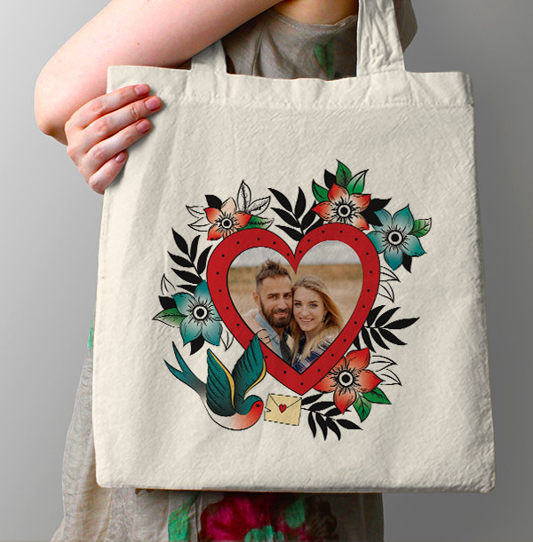 Heart Photo Upload Tote Bag