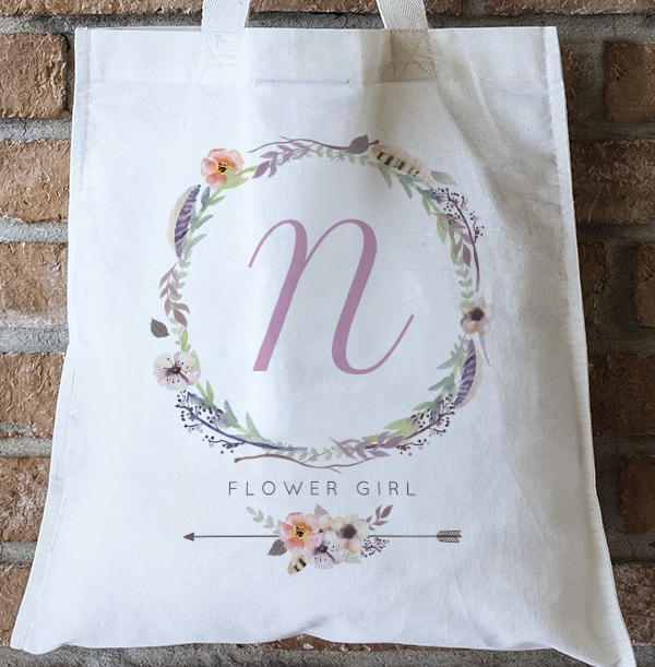 Boho Flower Girl Personalised Tote Bag