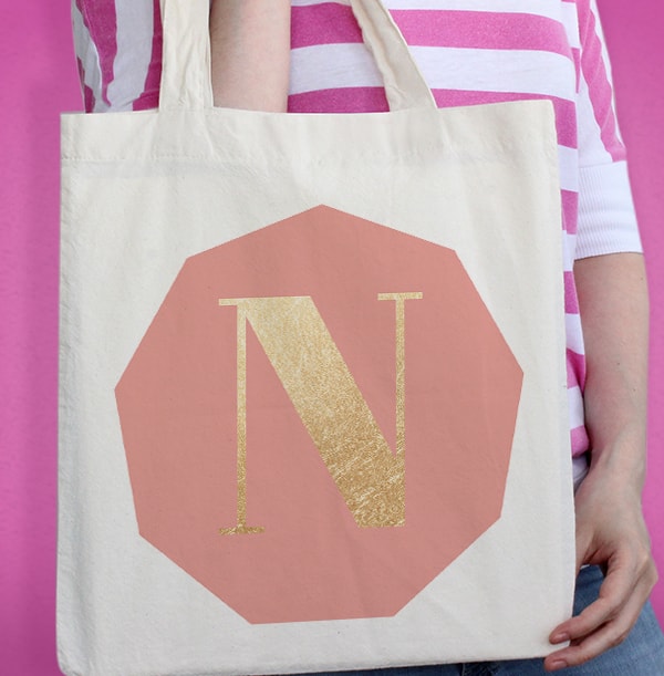 Gold Initial Personalised Tote Bag