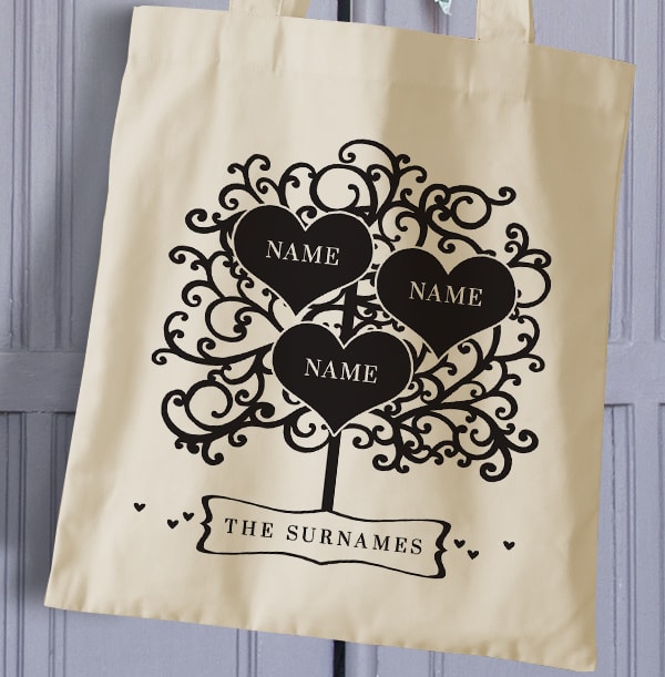 Family Of 3 Personalised Tote Bag