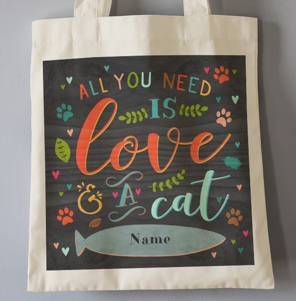Love and Cats Personalised Tote Bag