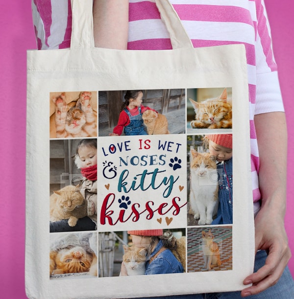 Kitty Kisses Multi Photo Tote Bag