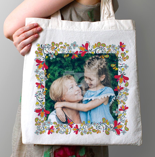 Flower Frame Photo Tote Bag