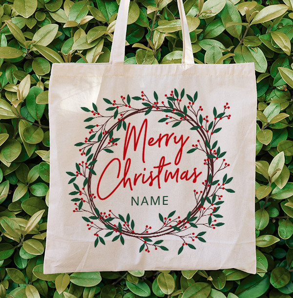 Christmas Wreath Personalised Tote Bag