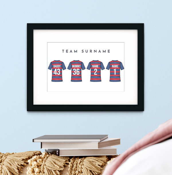 Family of Four Sports Team Shirt Personalised Print