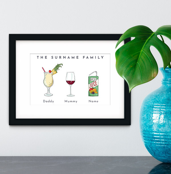 The Surname Family of 3 Personalised Print