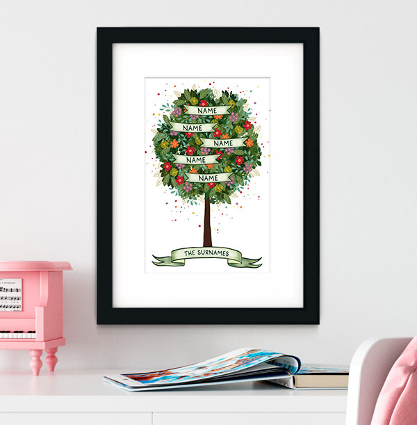 Family Tree of 5 Personalised Print