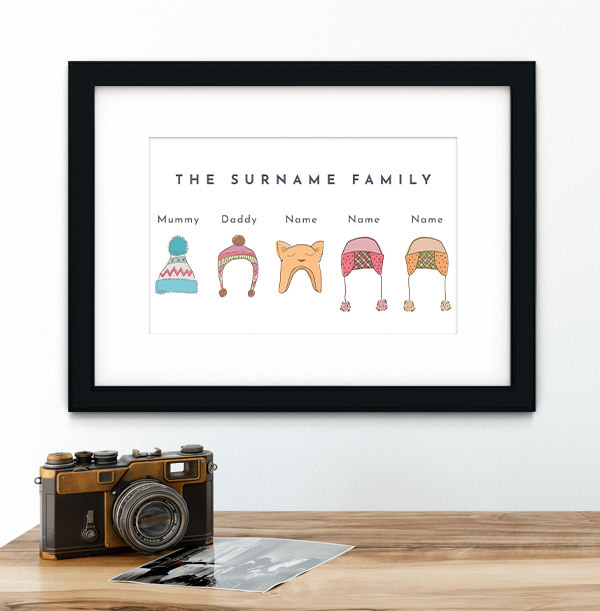 The Surname Family of 5 Personalised Print