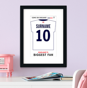 England's Biggest Fan! Personalised Football Shirt Print