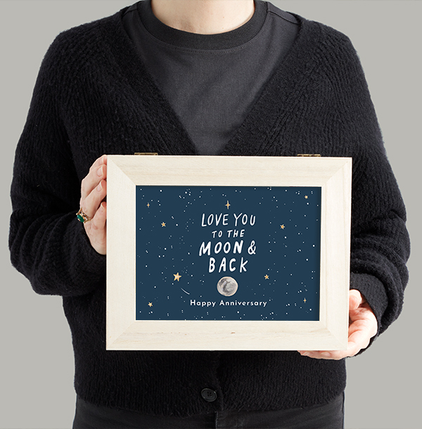 To the Moon and Back Anniversary Wooden Memory Box