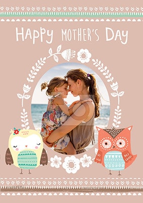 Little Owls photo upload Mother's Day Card