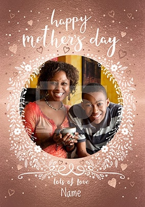 Flowers and Hearts photo upload Mother's Day card