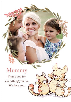 Furry Cats Mummy Photo upload Personalised Card