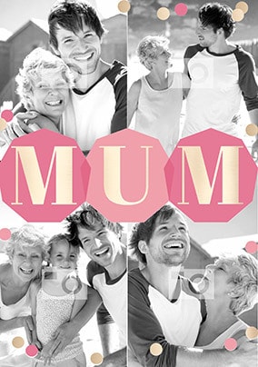 Mum four photo upload Personalised Card