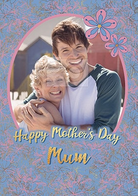 Happy Mother's Day Floral Frame Photo Card
