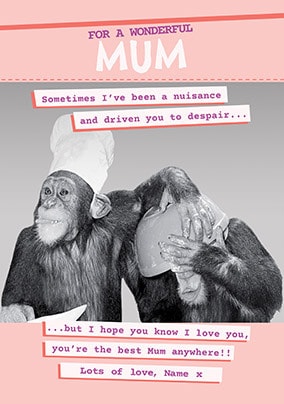 Best Mum anywhere Monkey Card