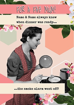 Dinner and Smoke Alarm personalised Card