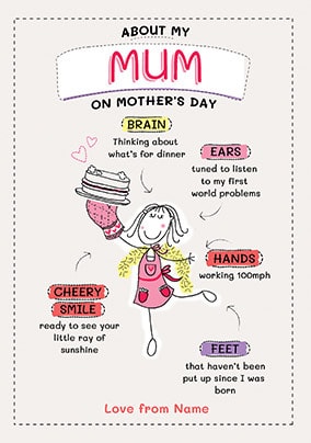About my Mum personalised Card