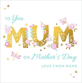 Golden Mum Floral Personalised Card