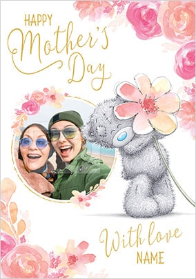 Me to You Bear holding Flower Photo upload Card