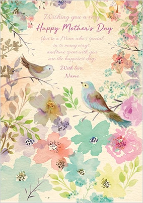 Floral and Birds Mother's Day Card