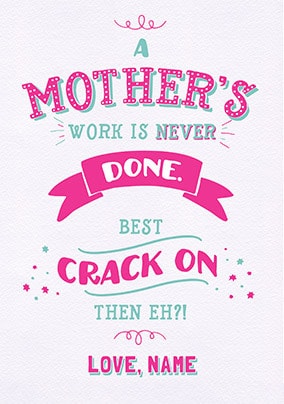 Crack On Personalised Mother's Day Card