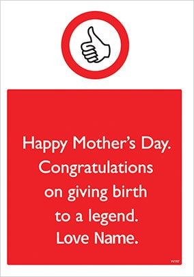 Birth To A Legend Personalised Mother's Day Card