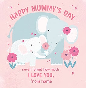 Happy Mummy's Day Elephant Personalised Card