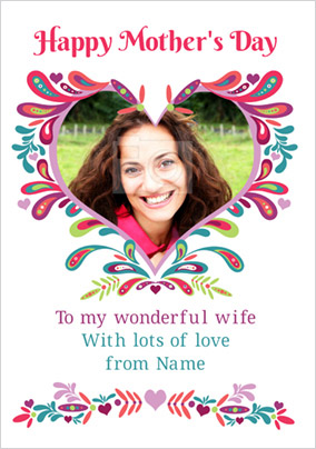 Folklore - Mother's Day Card Wonderful Wife Photo Upload