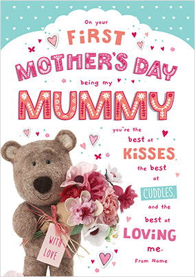 Barley bear -1st Mother's Day Personalised Card