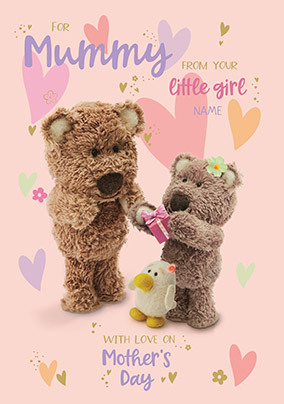 Daughter Barley Bear Personalised Mother's Day Card