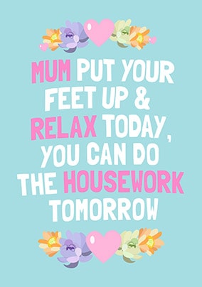 Housework Tomorrow Personalised Mother's Day Card