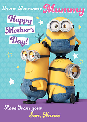 Minions Mother's Day Card Awesome Mummy