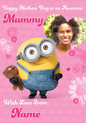 Minions Mother's Day Photo Upload Awesome Mummy Card