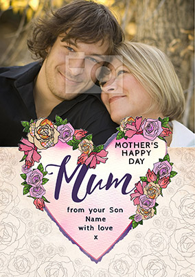 From your Son Photo Upload Mother's Day Card - Rosa