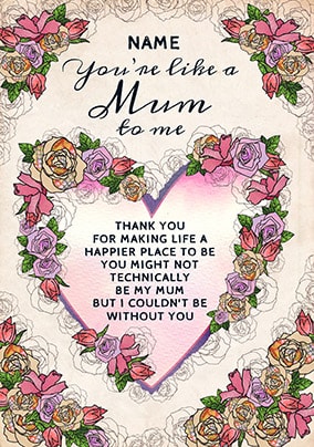 Like A Mum To Me Personalised Card